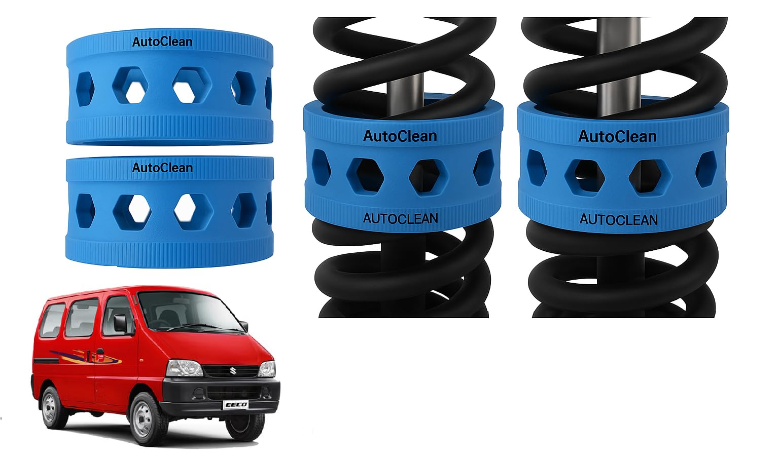 Autoclean Front Coil Spring Rubber Buffer Kit for Eeco | Size E | Increases Car Height, Shock Absorber & Suspension Stabilizer Cushioner