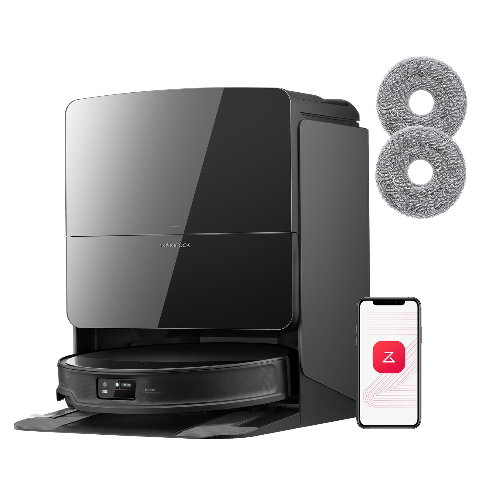 roborock Saros 10R Set Saugroboter mit Wischfunktion&angebbarem Wischmopp, 22.000 Pa HyperForce Saugkraft, 7,98cm Ultra-Slim Design, StarSight System 2.0, Zero-Tangle System (Mit 2 Wischmopps)