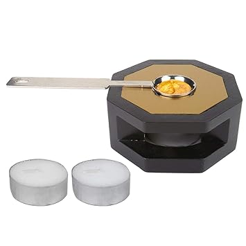 Seal Wax Melting Furnace, Yoption Octagon Wooden Wax Seal Beads Sticks Warmer Tool Stove Pot Set with Melting Spoon Candle