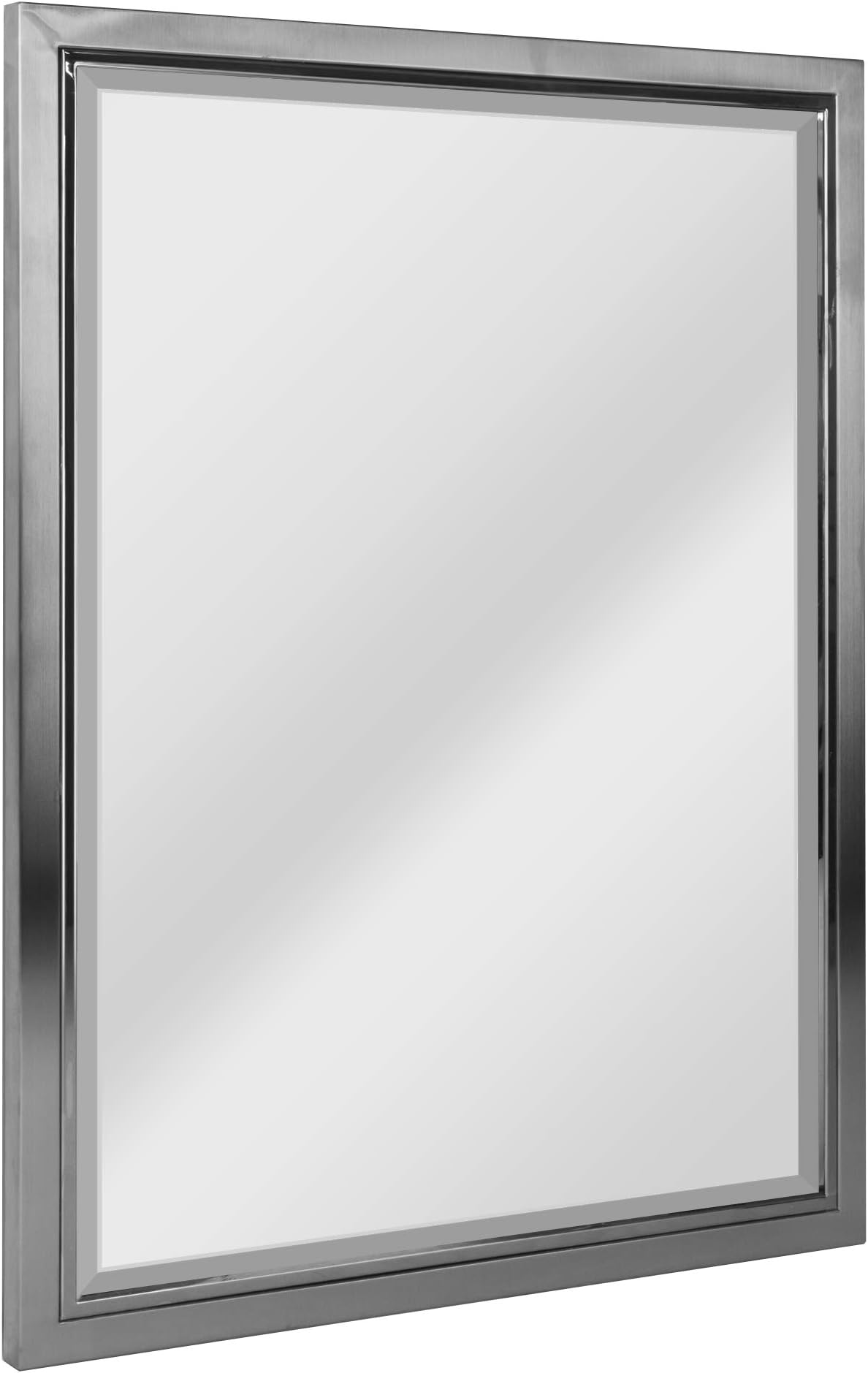 Head WestModern Transitional Design Stainless Steel Wall Hang Classic Brush Nickel/Chrome Mirror for Bathroom and Vanity System Horizontal Or Vertical Mount - 24"x30"