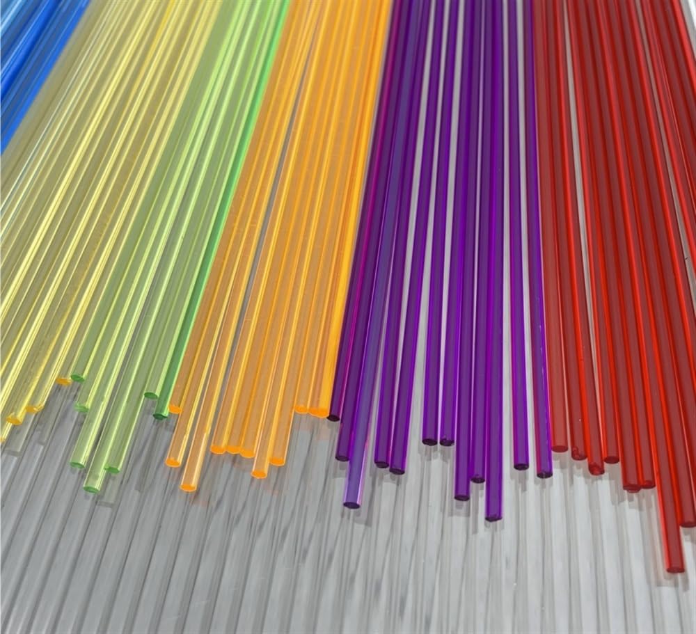 Plastikowy pręt 50 sztuk kolorowe pręty akrylowe o średnicy 3mm kołki do rękodzieła modelarskiego, patyczki ciast akrylowych(Orange,3x150mm)