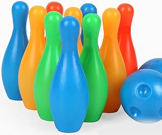 Conjunto de boliche infantil com 10 alfinetes de boliche de espuma macia e 2 bolas, conjunto de boliche infantil para uso interno ou externo para crianças, jogo de boliche portátil para uso interno ou externo