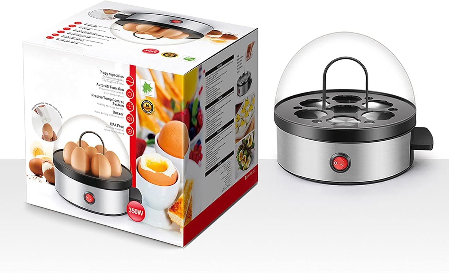 Electric 7 Hole Egg Boiler Breakfast Steamed Egg Machine Select Cooking Degree Depending on The Added Water Suitable for Cook Eggs Egg Pudding Corn
