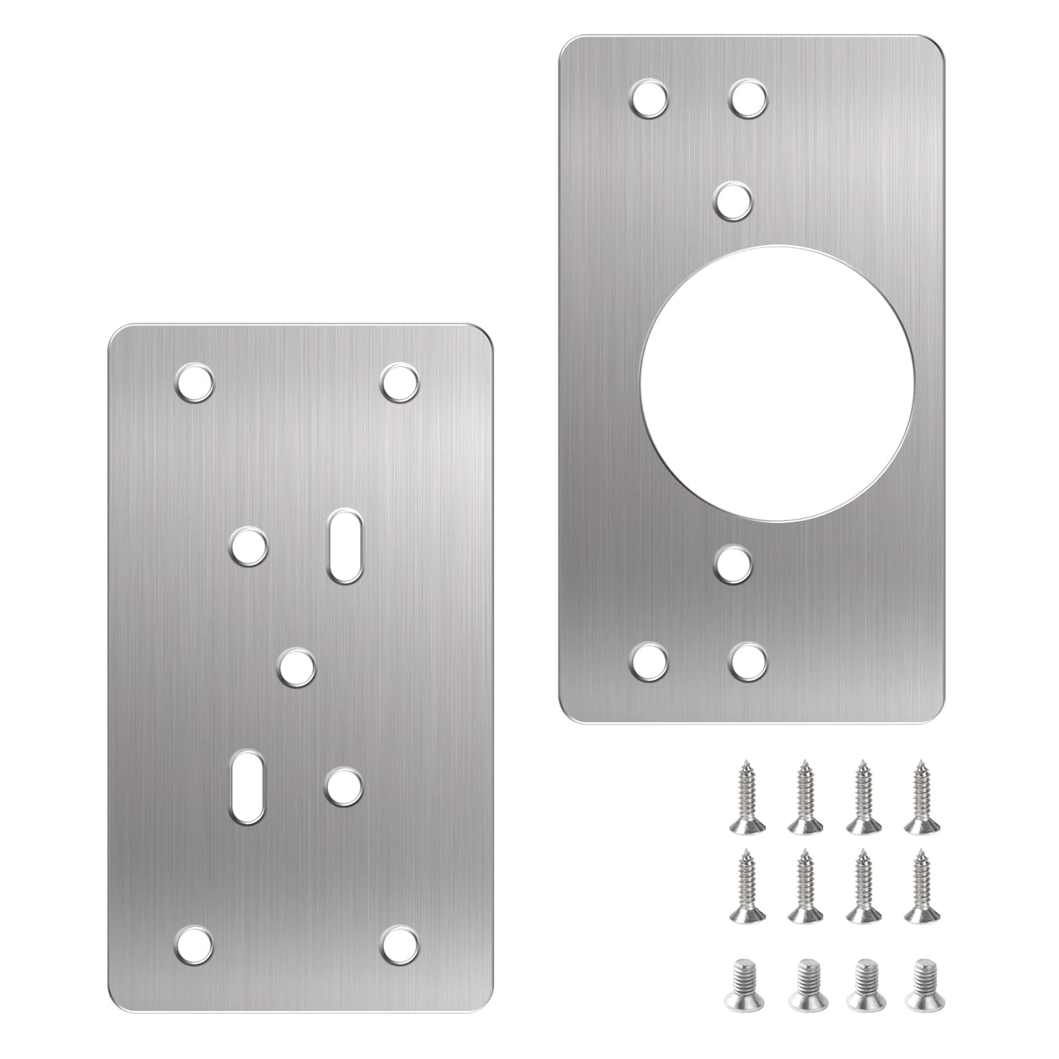 Flintronic 2 Piezas Placa de Reparación de Bisagras, Acero Inoxidable Armario Placa de Reparación de Bisagras, con 12 tornillos, para Madera