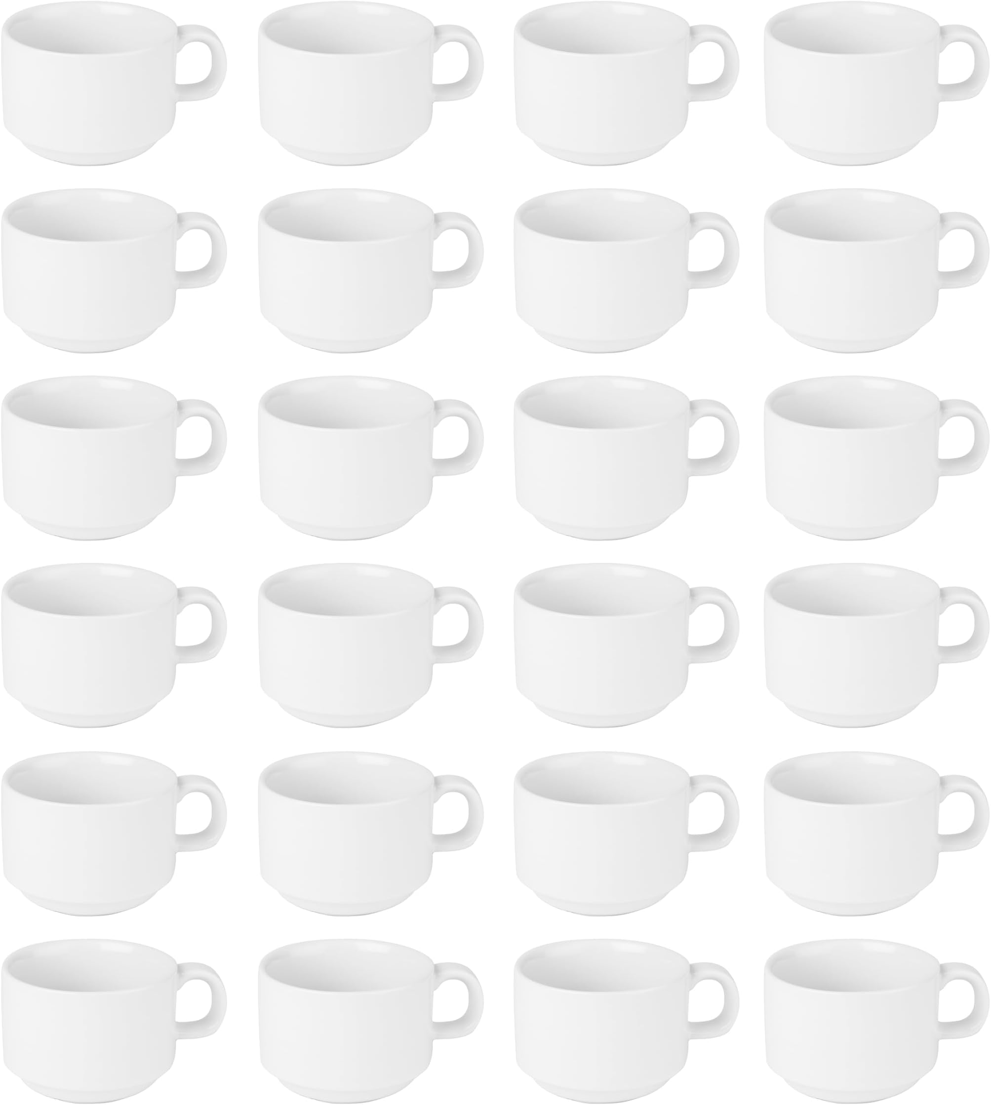 Olympia Athena Stacking Cups 200 ml / 7 oz (Pack of 24), White Porcelain, Teacups and Coffee Cups, Catering Equipment, Chip Resistant, Fits Saucer CC202, Microwave / Dishwasher Safe, CC200