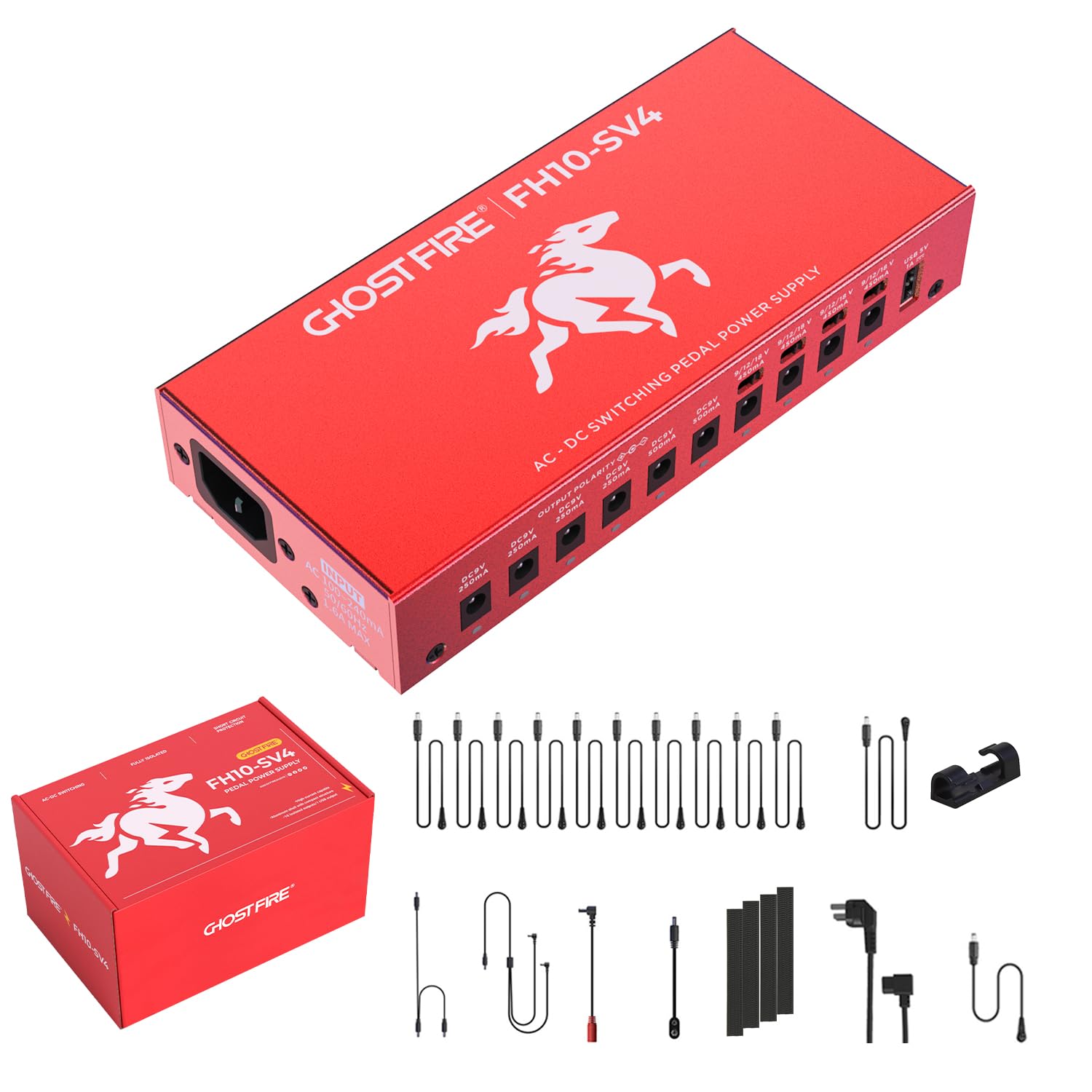 GHOST FIRE Gutiar Pedal Power Supply Isolated with Independent short-circuit protection for 9V/12V/18V Effect Pedal(FH10-SV4)