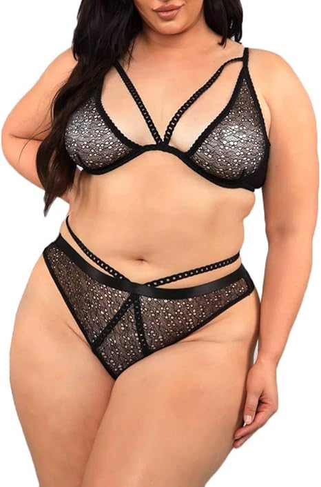 Lingerie Donna Babydoll Reggiseno Aperto - Set Sexy Per Taglie Forti Con Perle E Decorazioni Hot - Foto 13