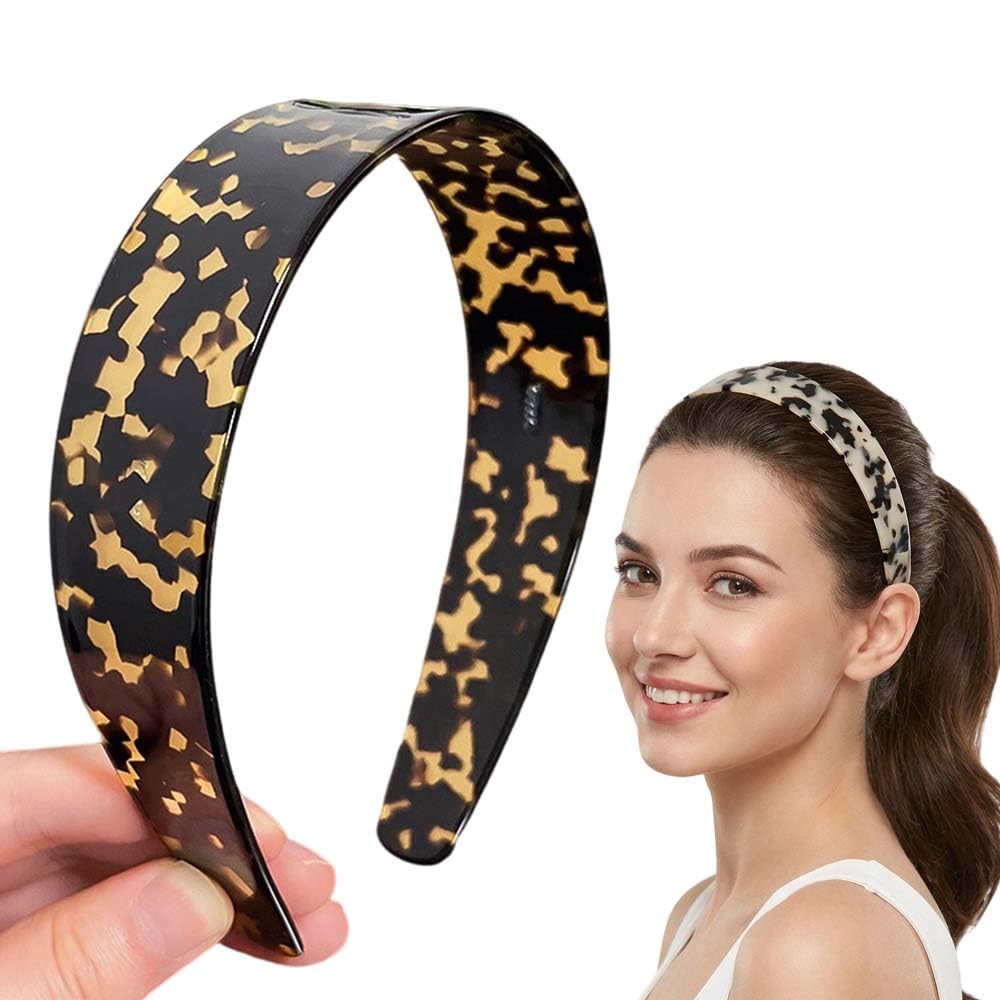 Thick Tortoise Shell Headband with Teeth for Women, 2026 Wide Acetate Resin Hair Bands, High Cranium Head Bands for Women's Hair Non Slip, Versatile Headbands for Daily (#A+#C+#E)