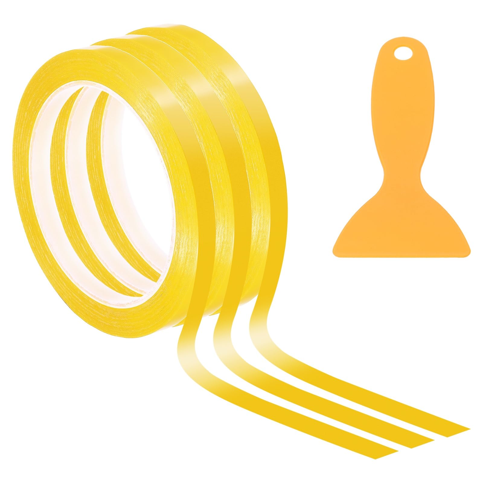 PATIKIL 8mm x 66m Whiteboard Tape,Thin Dry Erase Tape,Dark Yellow,3 Pack