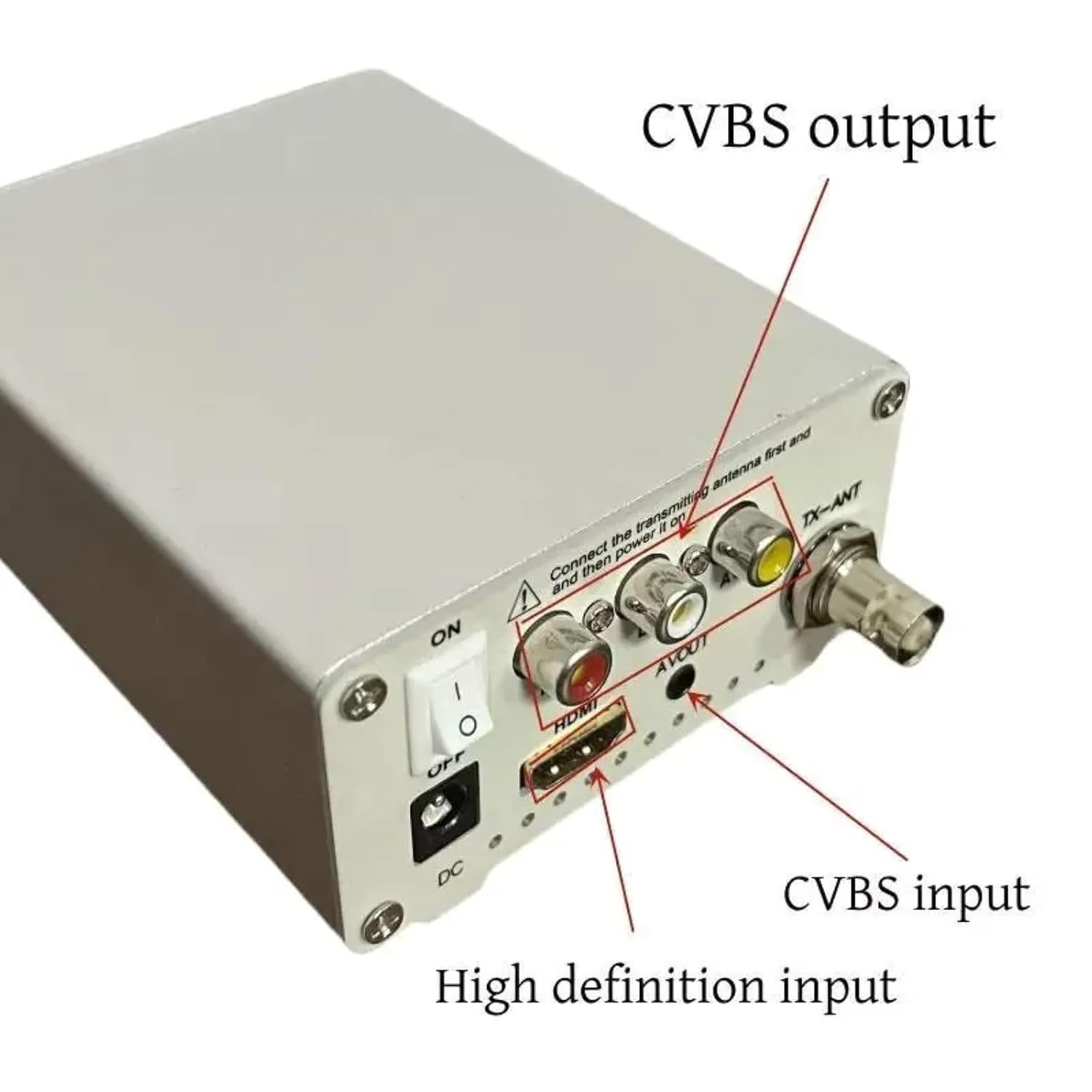 DC 12V Aluminium Analog TV Transmitter with GP Umbrella Antenna Kit TV-TX200 Support VHF/5-12 UHF/13-68 Channels