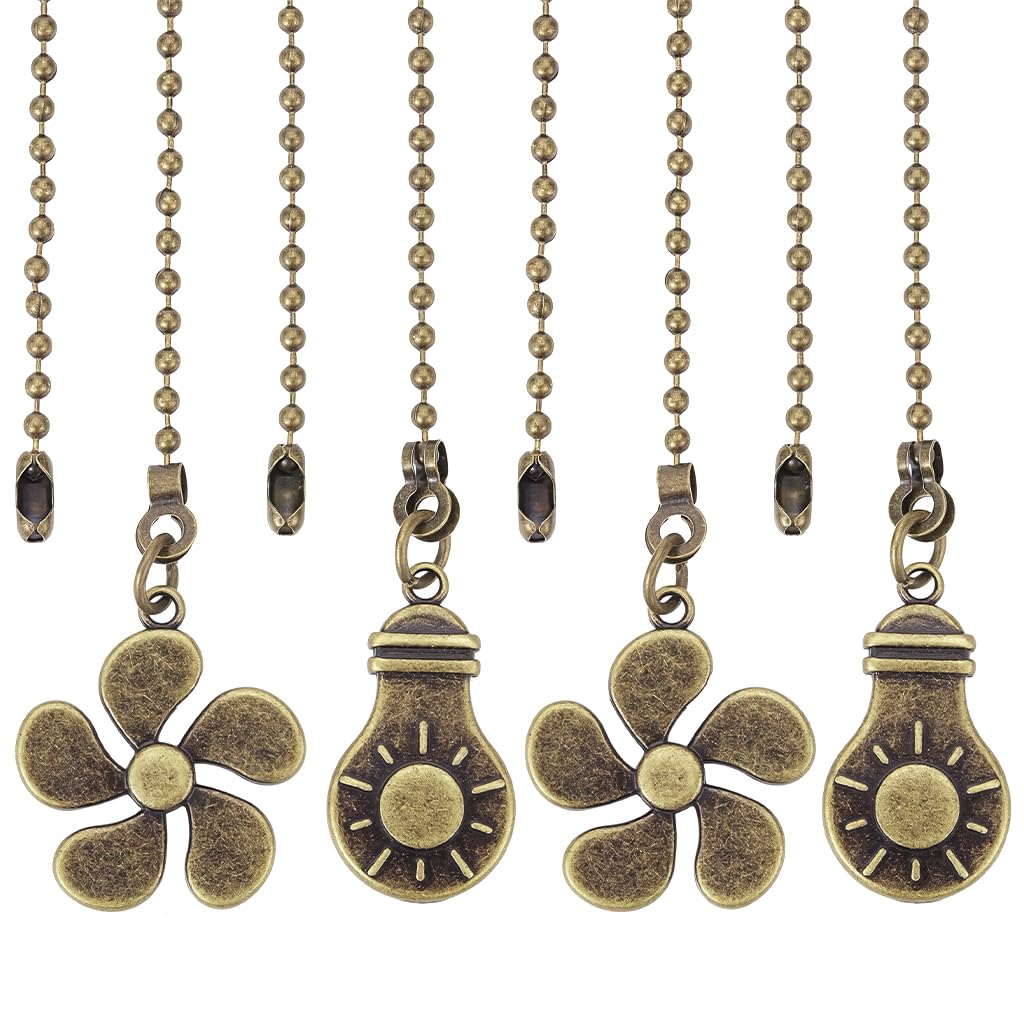 HASTHIP® Ceiling Fan Pull Chain Kit, Bulb and Fan Pattern Pull Chain Extension Fan Pull Chain Pendant 4PCS 12 Inch Ceiling Fan Chain Extender with Ball Fan Chains Connector (Antique Bronze)-image-35