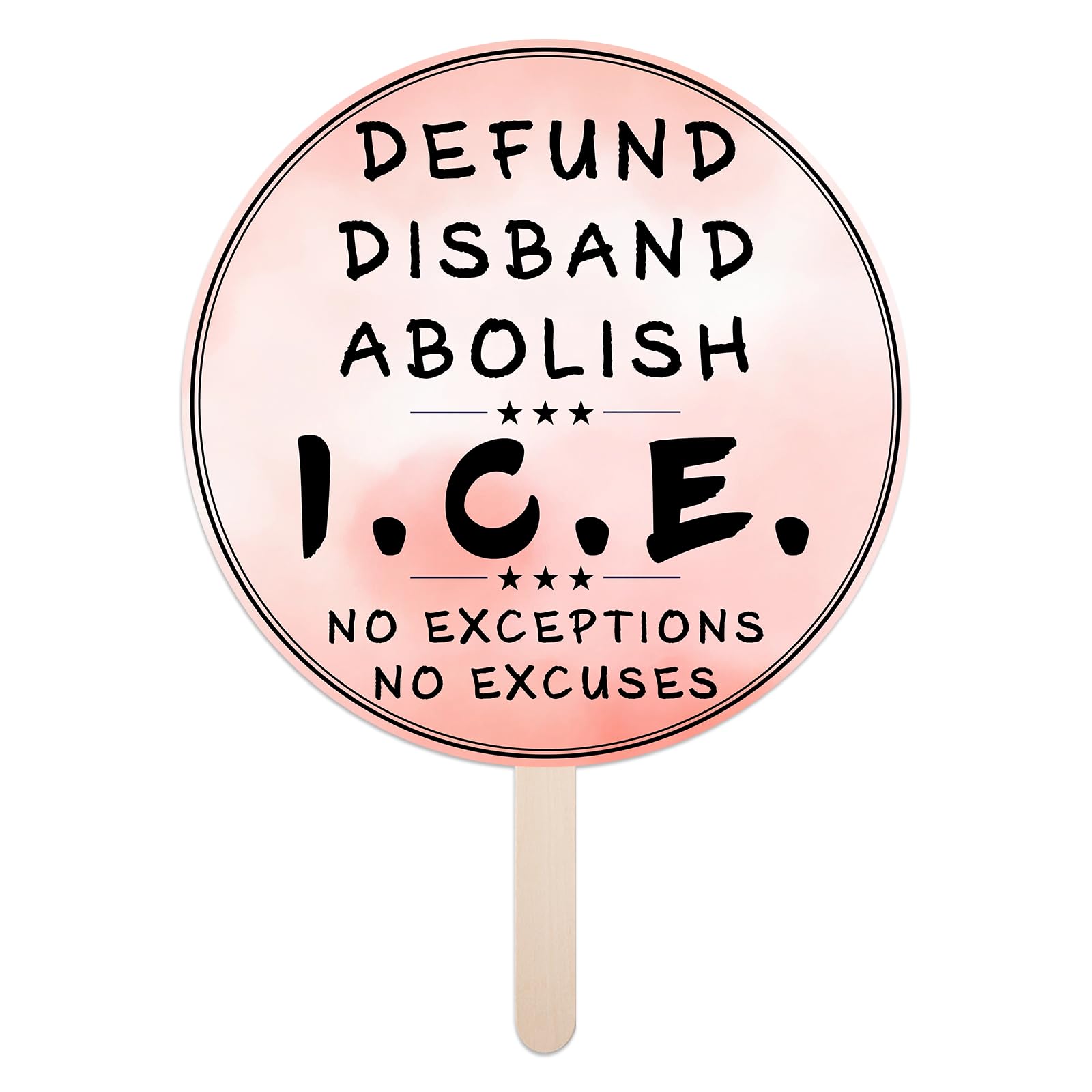 Protest Sign 20 Inch Round Waterproof Handheld with Stick