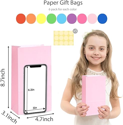 Miniatura 8 de VGOODALL 54 bolsas de regalo de Navidad con calcomanías, bolsas de regalo de Navidad, bolsas de papel para almuerzo, bolsas de regalo para niños,