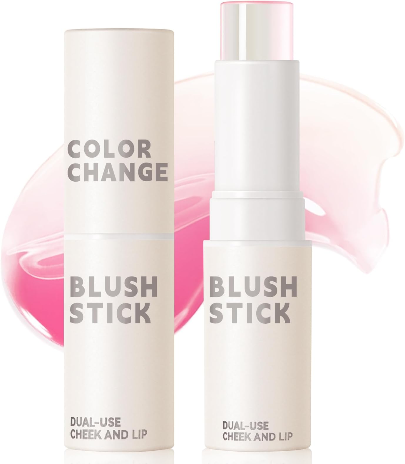 NewBang Color Changing Blush Stick for Cheeks Makeup,Clear Blush PH Temperature Changing Pink Cream Blusher Magic Waterproof Face Stick Multi-Use Lips and Cheek Tint,Matte Finish Natural Lightweight