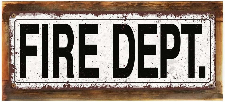 Outdoor Fire Dept. 6"x16" Metal Sign, Rustic, Fireman, First Responder, Guaranteed Not to Fade for 4 Years