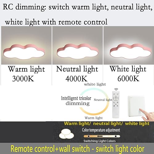 Miniatura 5 de Modern Kids Room Ceiling Light Pink 19"36w Close To Ceiling Light Fixtures With Remote Led Ceiling Lamp Flush Mount Ceiling Chandelier Lighting