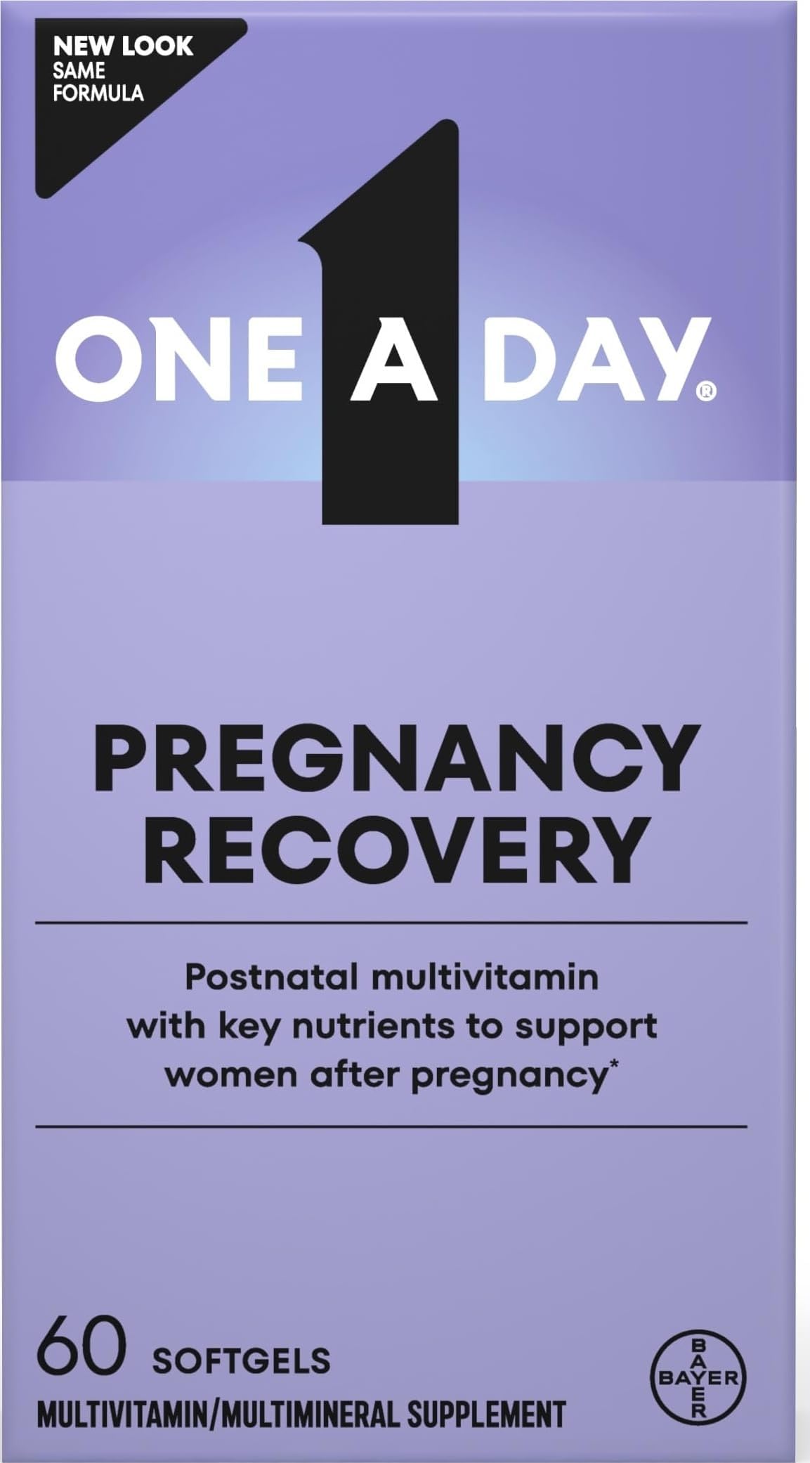 One A Day Postnatal Vitamins for Women, Postnatal Multivitamin with Folic Acid, Omega-3 DHA, B Vitamins, Support Immune Health, Breastfeeding, Post Partum Essential Nutrients for Women, 60 Ct
