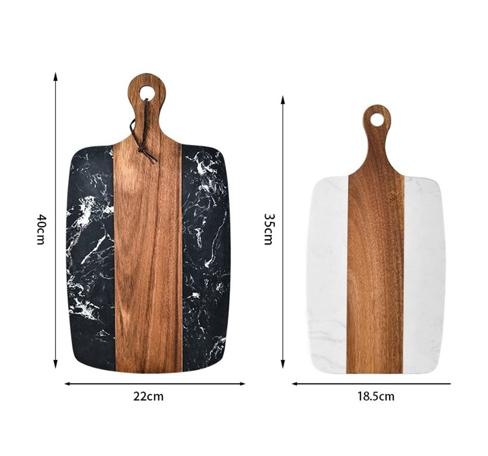 Tabla de Cortar Cocina Tabla De Cortar De Acacia De Mármol Con Mango Para Cocina, Tablas De Cortar Para Carne, Verduras Y Frutas para Cortar Pan, Carne o Verduras(18.5 * 35cm)