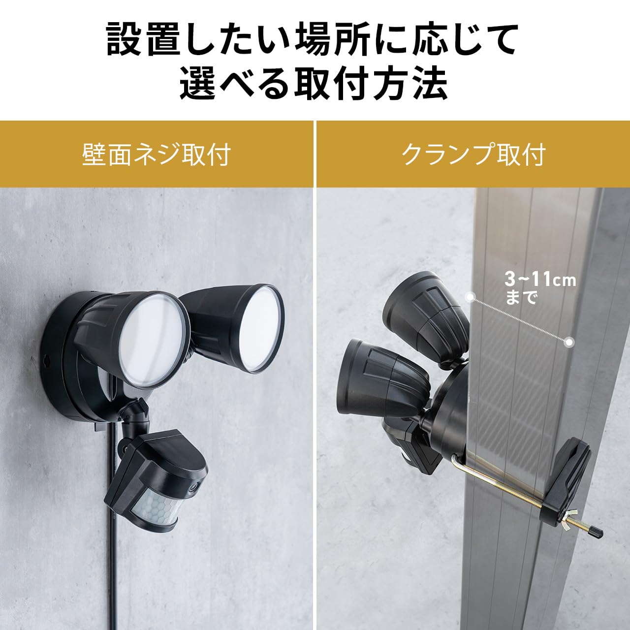 Amazon.co.jp : サンワダイレクト センサーライト 2灯 防犯カメラ付き
