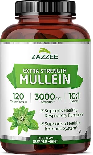 Zazzee Extracto de gordolobo extra fuerte 10:1, 3000 mg de fuerza, 120 cápsulas veganas, suministro de 4 meses, extracto estandarizado 10X, polvo de