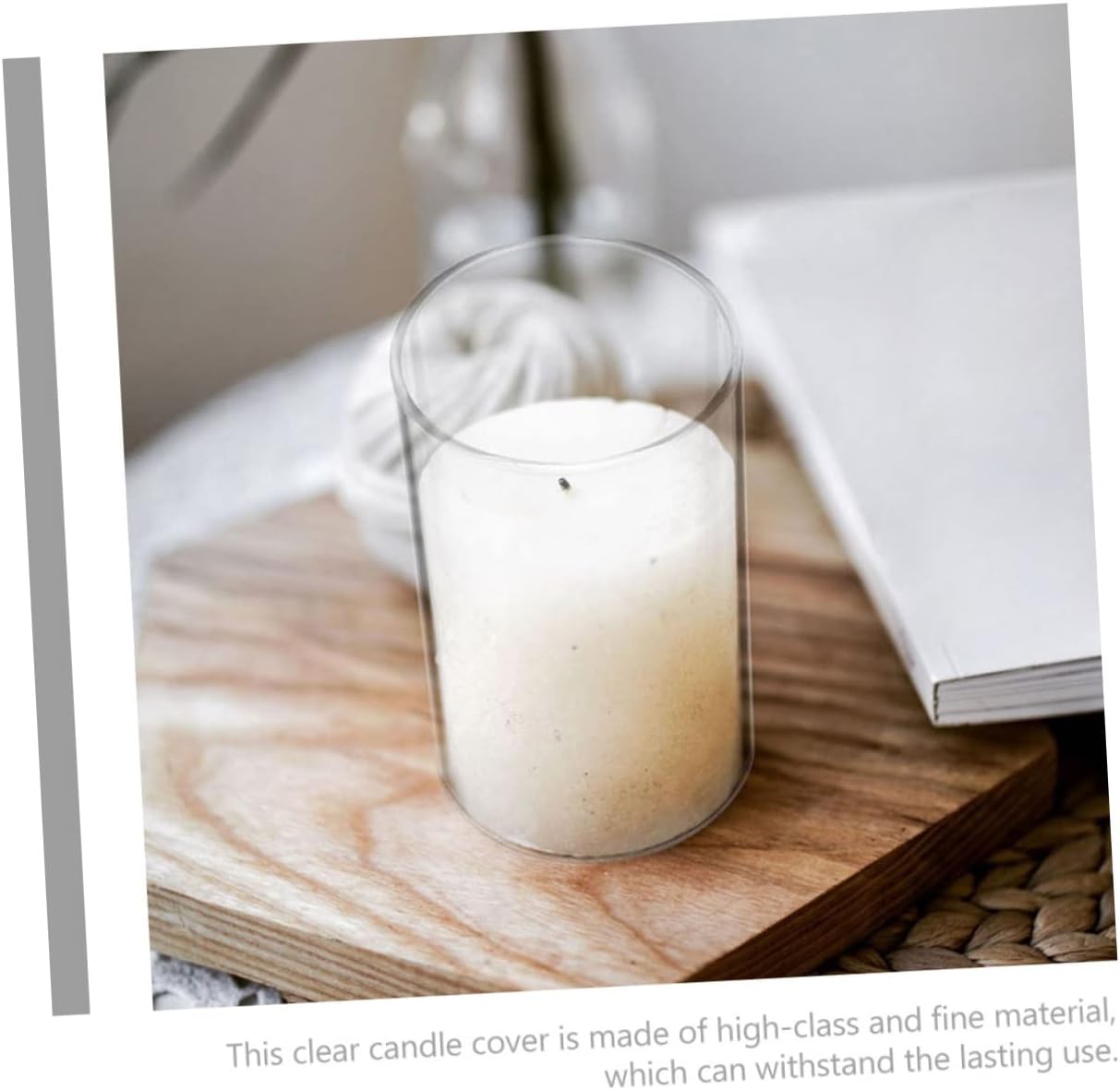 TEHAUX 3pcs Windproof Glass Candle Holders Cylindrical Candle Shades Decorative Glass Covers for Home and Wedding
