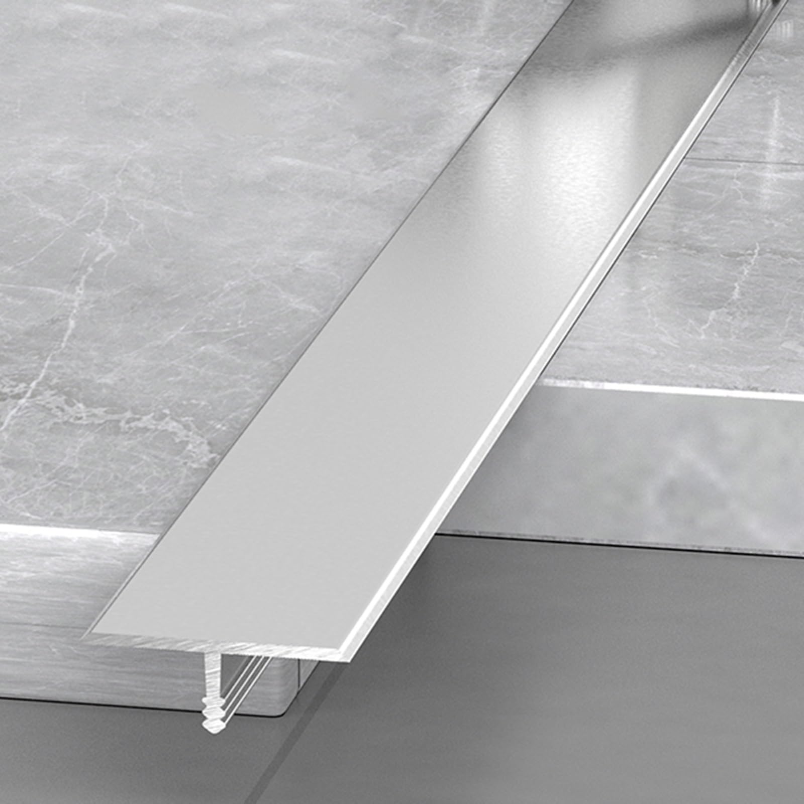 3pcs Aluminum T Molding Trim Floor Transition Strips Waterproof Door Threshold Seal Strip For Joining Gaps Laminate Planks Tiles(Silver,4 * 270cm(3 * 90cm))