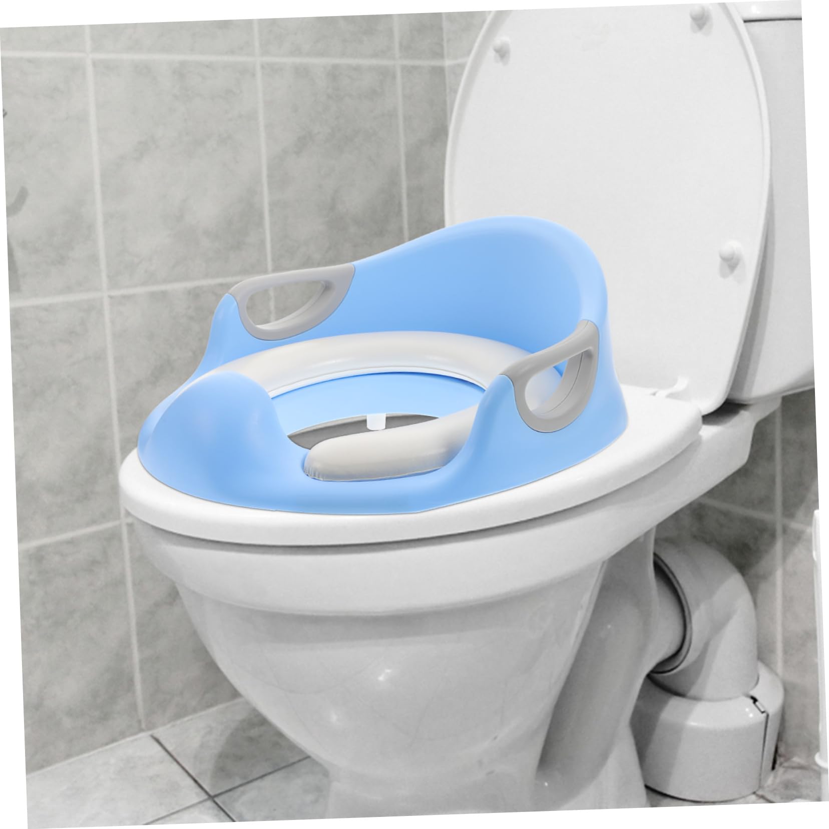 Sedile Wc Maniglie Grandi Antiscivolo in PU, per Potty Training Blu | Riduttore Water per Ragazzo Ragazza, Aiuta a Diventare Indipendente, Uso Autonomo Nel