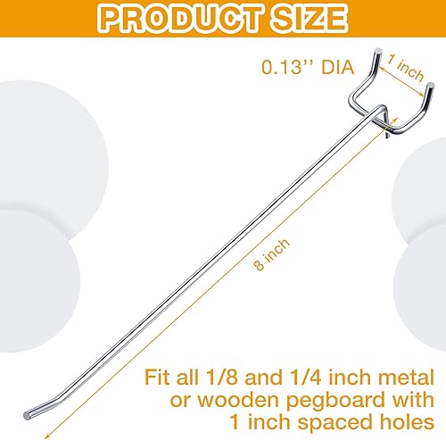 Miniatura 23 de Funrous Paquete de 100 ganchos para tablero de clavijas de acero inoxidable, ganchos para tablero de clavijas, soportes para colgar tableros