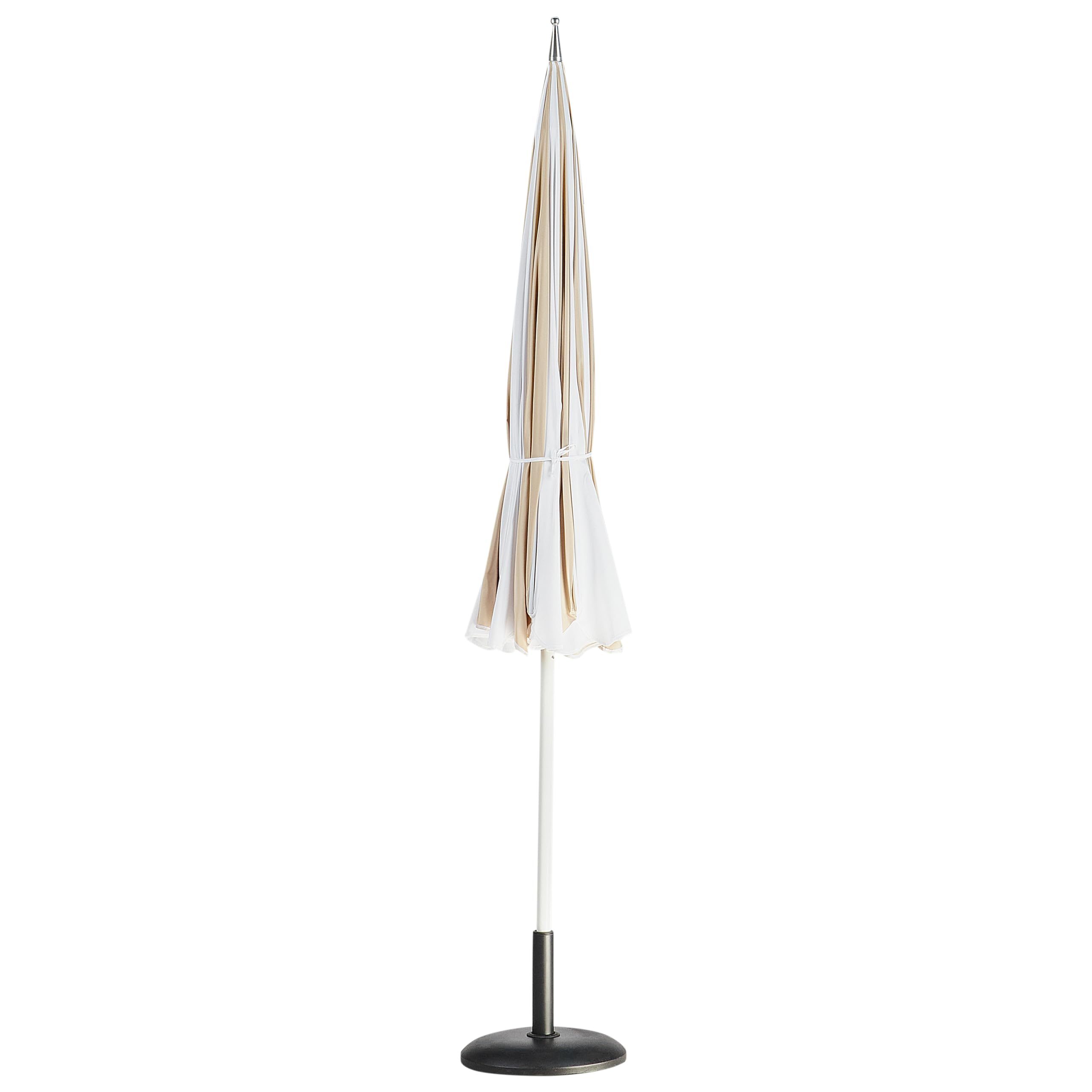 Beliani Elegante ombrellone da giardino ⌀ 245 cm palo in alluminio bianco tessuto poliestere beige e bianco