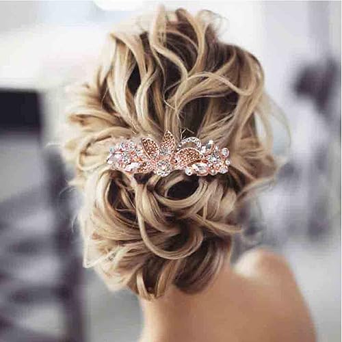 Pasador de pelo de cristal con flor dorada con diamantes de imitación para el cabello, accesorios para el cabello de novia para mujeres y niñas