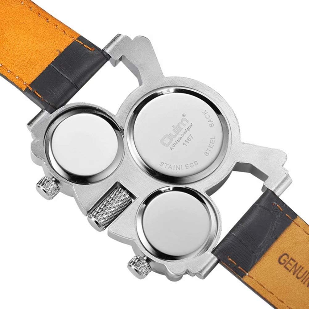 Oulm Military Watches with Three Movt Design and Leather Band