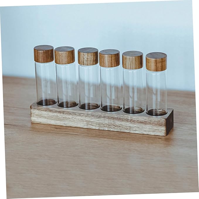 Set de 6 Tubos de Vidrio para Almacenar Granos de Café con Tapa y Base miniatura 9