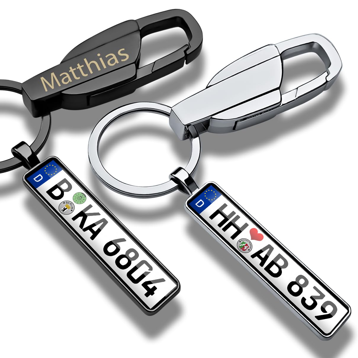 Internetservice Timo Lindner Schlüsselanhänger Auto Kennzeichen Karabiner Nummernschild Karabinerhaken Personalisiert Autokennzeichen KFZ Geschenk
