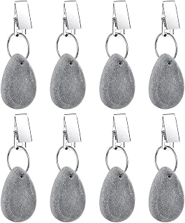 Tablecloth Weights Hangers, Tablecloth Pendant Stone Table Cover Weights with Metal Clips for Outdoor Party Picnic Table Decoration (Grey, 8pcs)