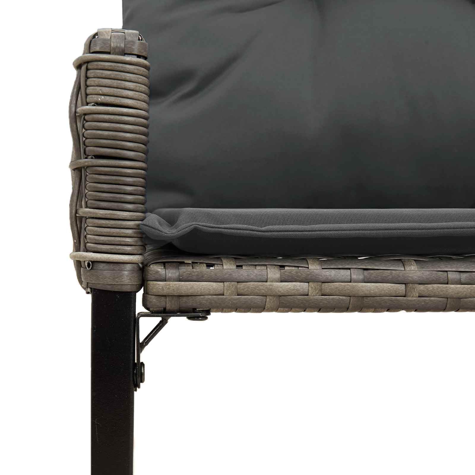 Fengshui Ławka ogrodowa, szara, 118 x 55 x 82 cm, tkanina z polirattanu