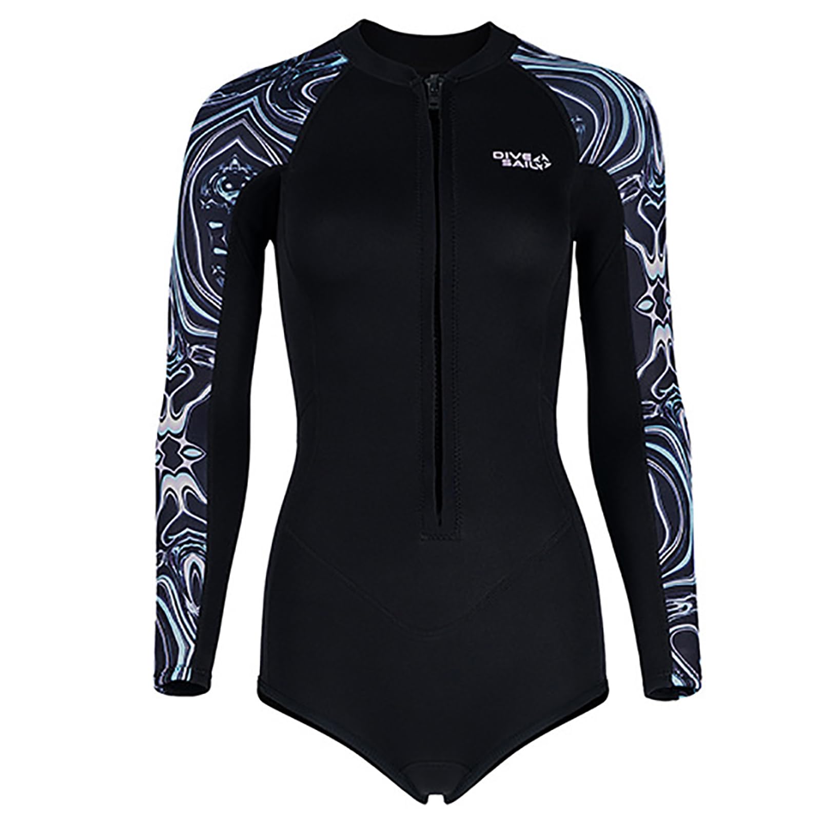Black,XL,2MM Neoprene Wetsuit for Women, Long Sleeve One Piece Shorty Surf Suit Swimsuit with Front Zip for Surfing, Swimming, Diving, UPF 50+ — image 1