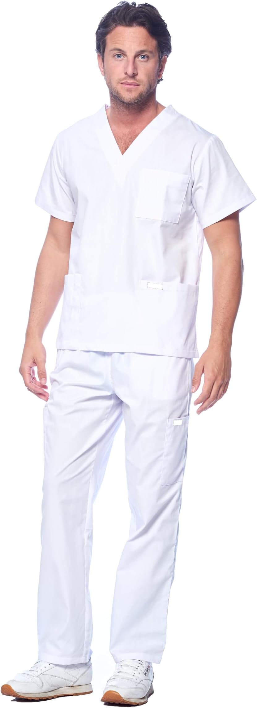 Dagacci Scrubs for Men Set - V-Neck Scrub Top and Cargo Pants - 8 Pockets Men Scrubs Set