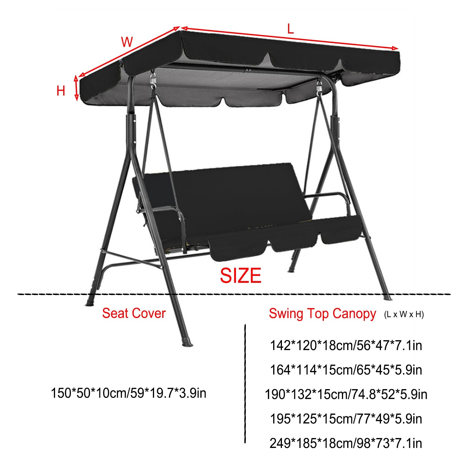 Set di Copertura Tetto e Sedile Dondolo a 2-3 Posti,Telo Dondolo Ricambio,Coperture per Dondoli Resistenti Al Aole per Protezione Dei Mobili da Esterno(Coffee,65 x 45 x 5.9in)