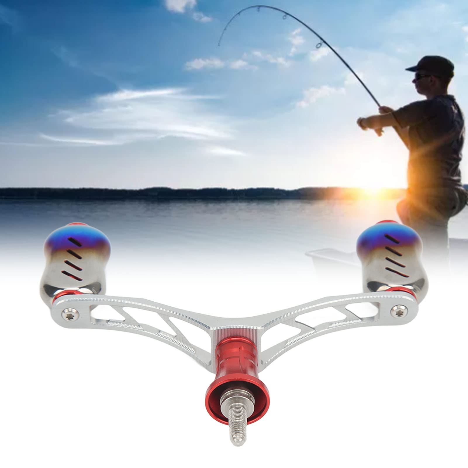 Double Reel Handle, CNC Accuray Crafted DIY Fishing Reel Balancer Set Aluminum Alloy Comfortable Feeling for Maintainence Sports, Fitness & Outdoors