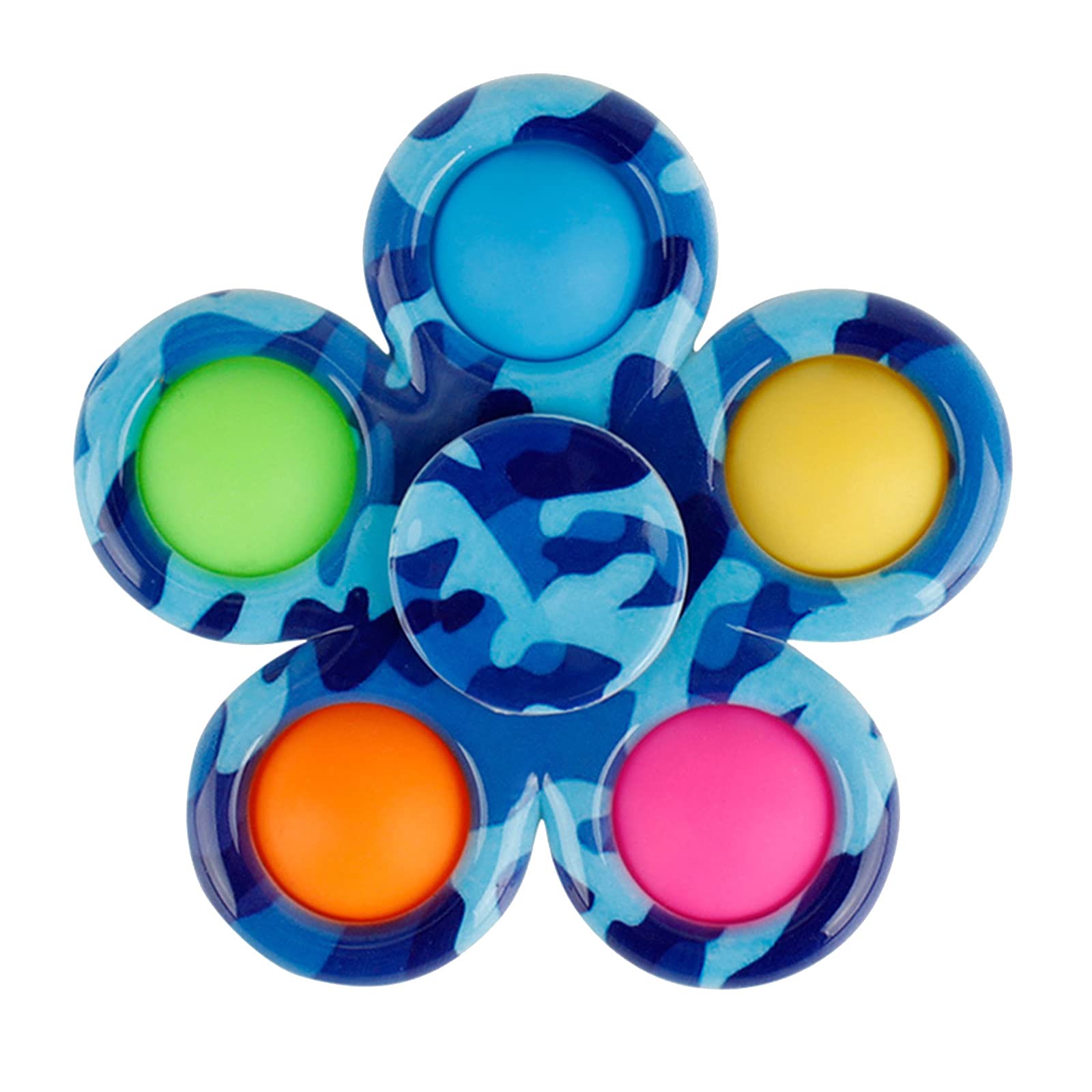 Jingmcdy Fidget Toy and Fidget Spinner 2 in1, Flower Shape Rotating Silicone Flipping Board Toy, Push Pop Bubble Fidget Toys, Anxiety Relief Popper Fidget Hand Toys for Kids Adults