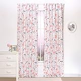 Coral and Navy Floral Blackout Window Drapery Panels - Two 84 by 42 Inch Panels