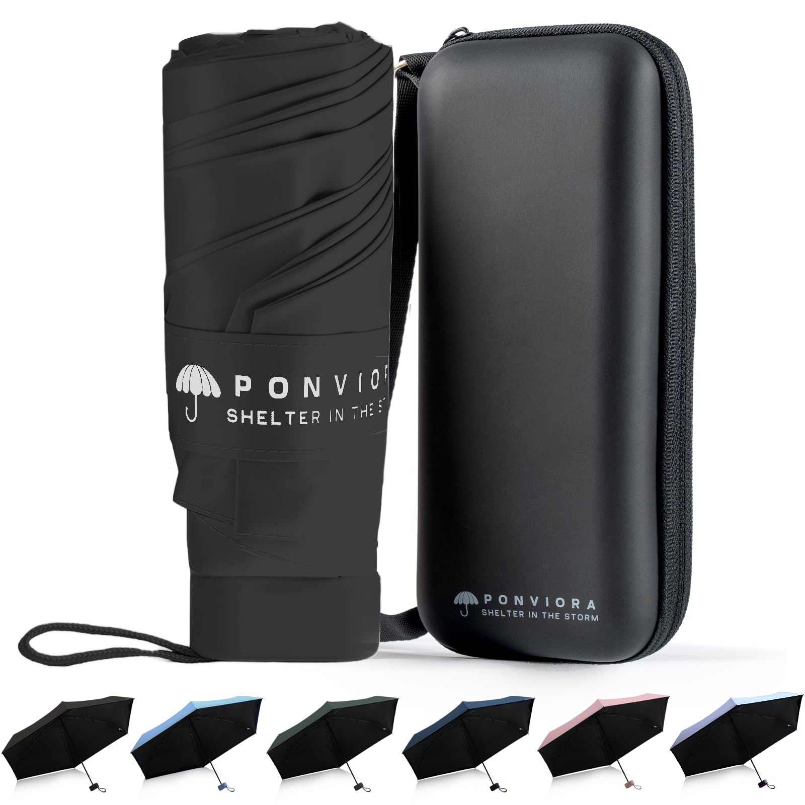 Compact Mini Windproof Travel Umbrella-UPF 50+ Sun & Rain Protection, Small Folding Design Fits in Pocket or Purse, Lightweight Portable with Case for