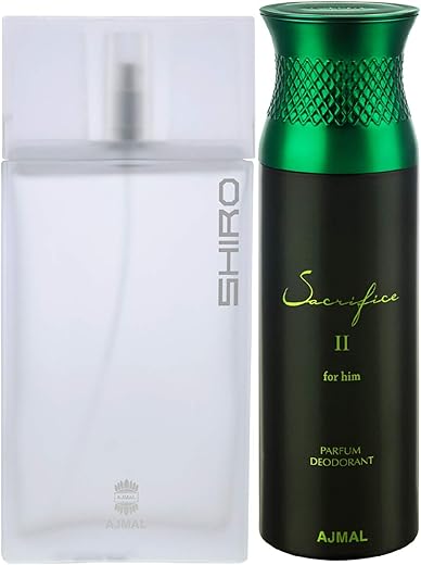 Ajmal Shiro EDP Citrus Spicy Perfume 90ml for Men and Sacrifice II for Him Deodorant Fruity Aromatic Fragrance 200ml for Men+
