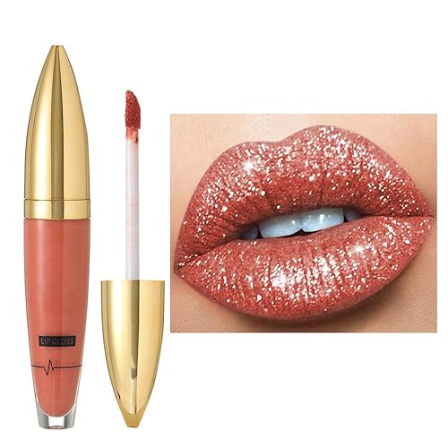 Miniatura 1 de Lápiz labial líquido con purpurina mate, brillo de labios de alto pigmento, labios de fiesta, maquillaje para mujeres y niñas, paquete de 1 (nude)