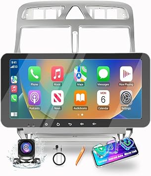 for Peugeot 307 2002-2014 Car CarPlay Android Auto Navigation Stereo GPS Radio Reverse Camera Display 10.33" QLED Touchscreen Headunit Tablet Pad Media Player, if Applicable Octa Core 6G+128G
