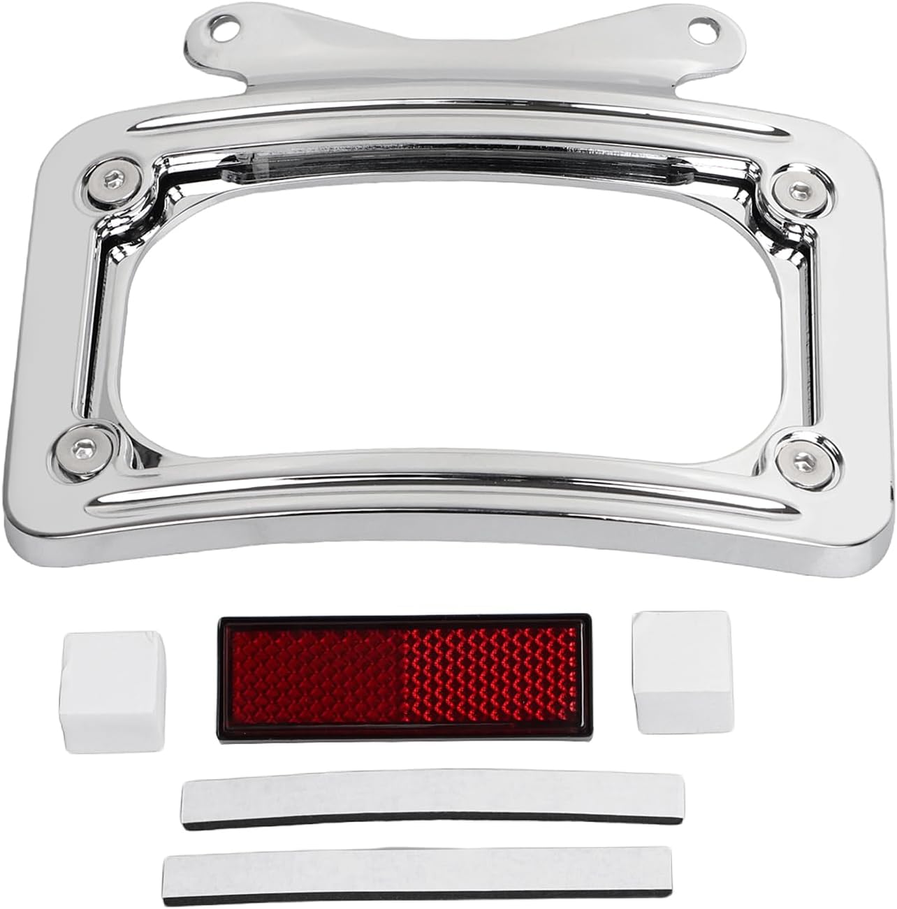 Chrome Curved Laydown License Plate Frame Bracket for Harley Street Glide Road Glide Road King FLHX FLHXS FLHXSE FLTRX FLTRXS 2010-2023 and FLHXSE 2010-2012