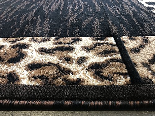 Skinz Animal Skin Leopard Tiger Zebra Border Rug Black Design 73 (8 Feet X 10 Feet) #TOP2