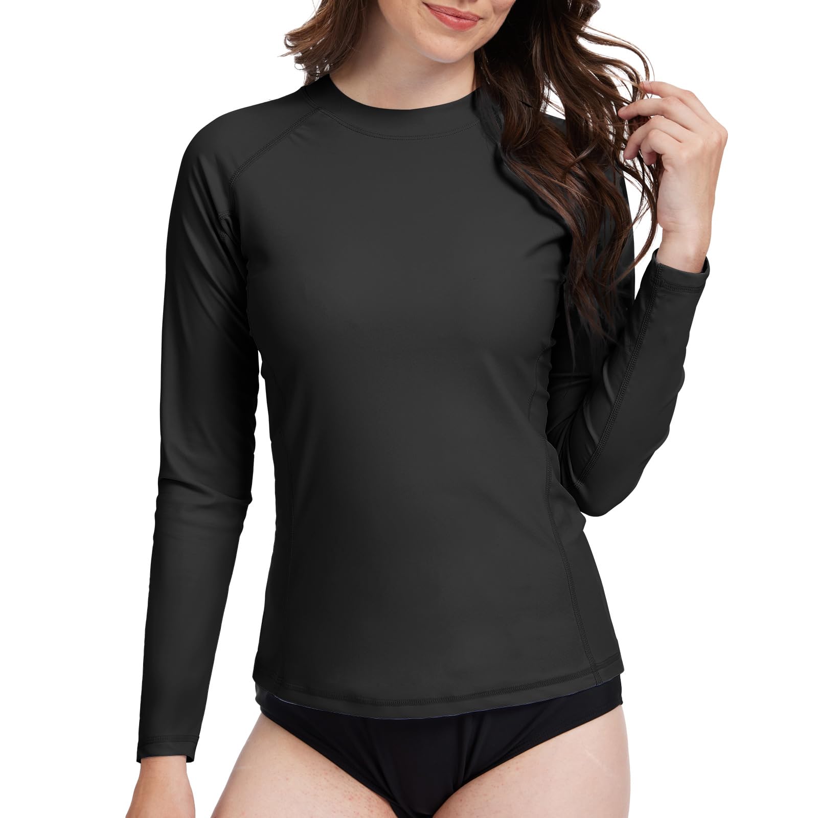 MEETWEE kurz & Langarm Damen Surf Rash Guard Sonnenschutz Badeanzug UV-Schutz Shirt UPF 50+ Kurzarm Badeoberteil Schnell trocknendes Schwimm-Sonnenschutzshirt für Wassersport