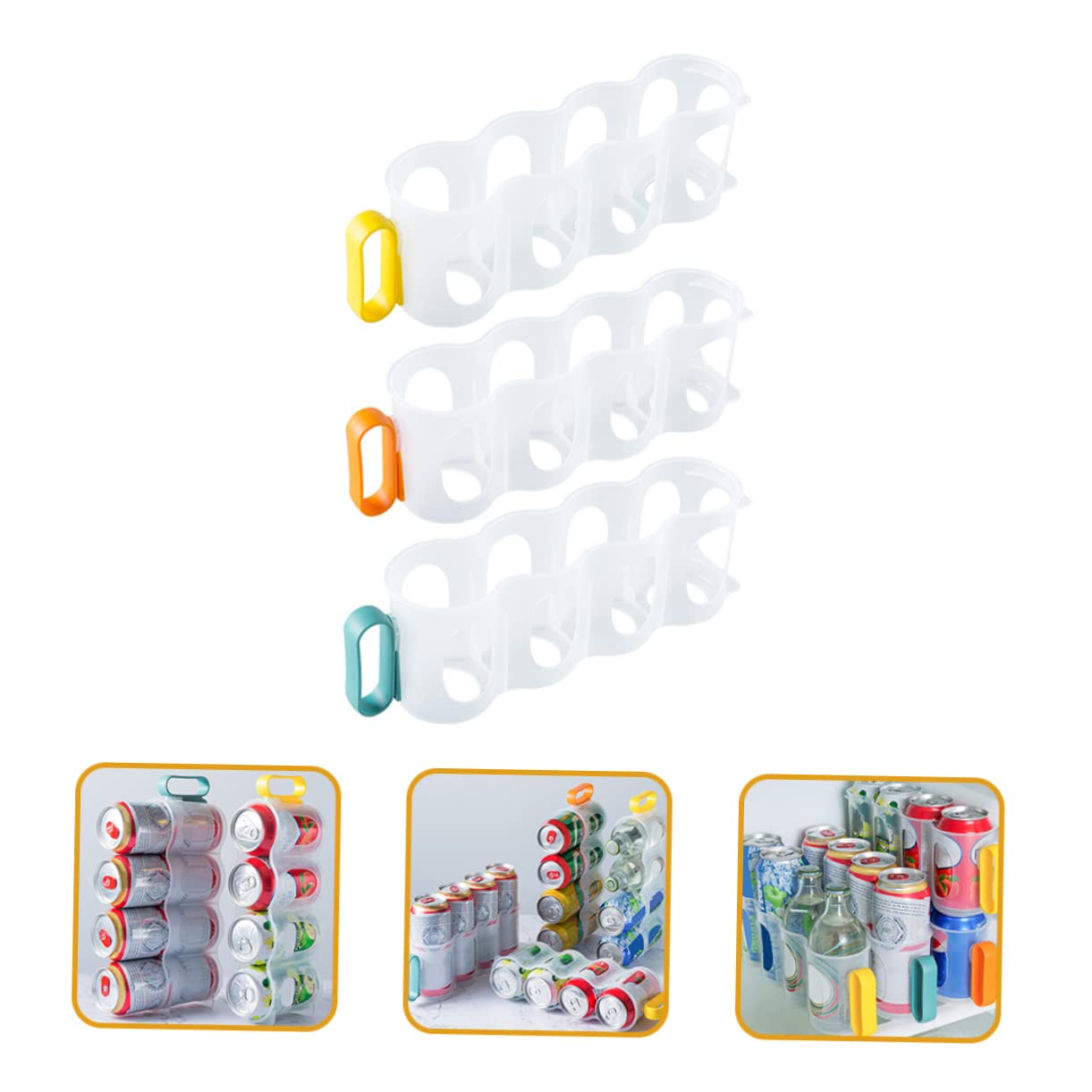 GRIRIW 3pcs Fridge Soda Can Dispenser Versatile Beverage Organizer for Kitchen Bar Cafe Practical Storage for Beer Easy to Clean Refrigerator Holder