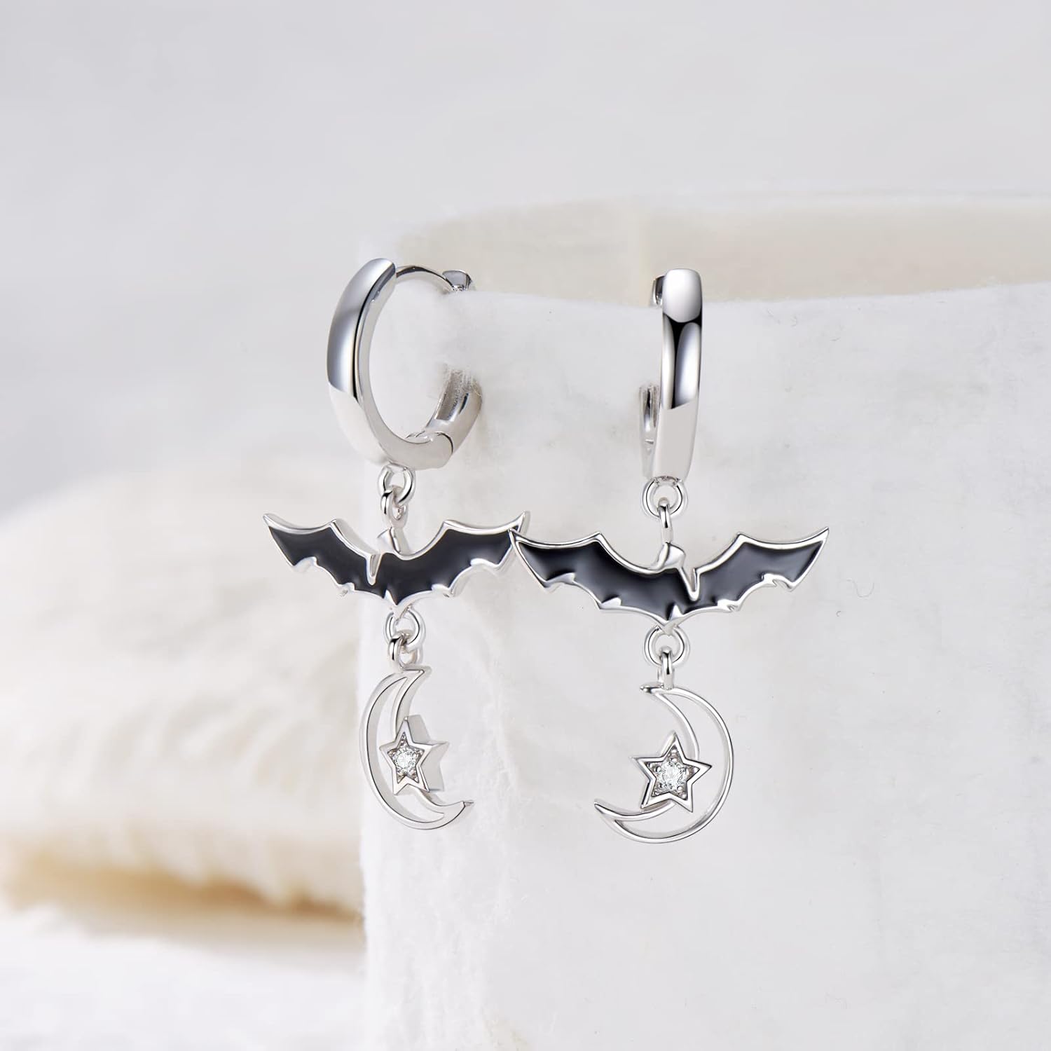 Sterling Silver Skull Pumpkin Dangle Earrings - Halloween Jewelry for Women - Image 2